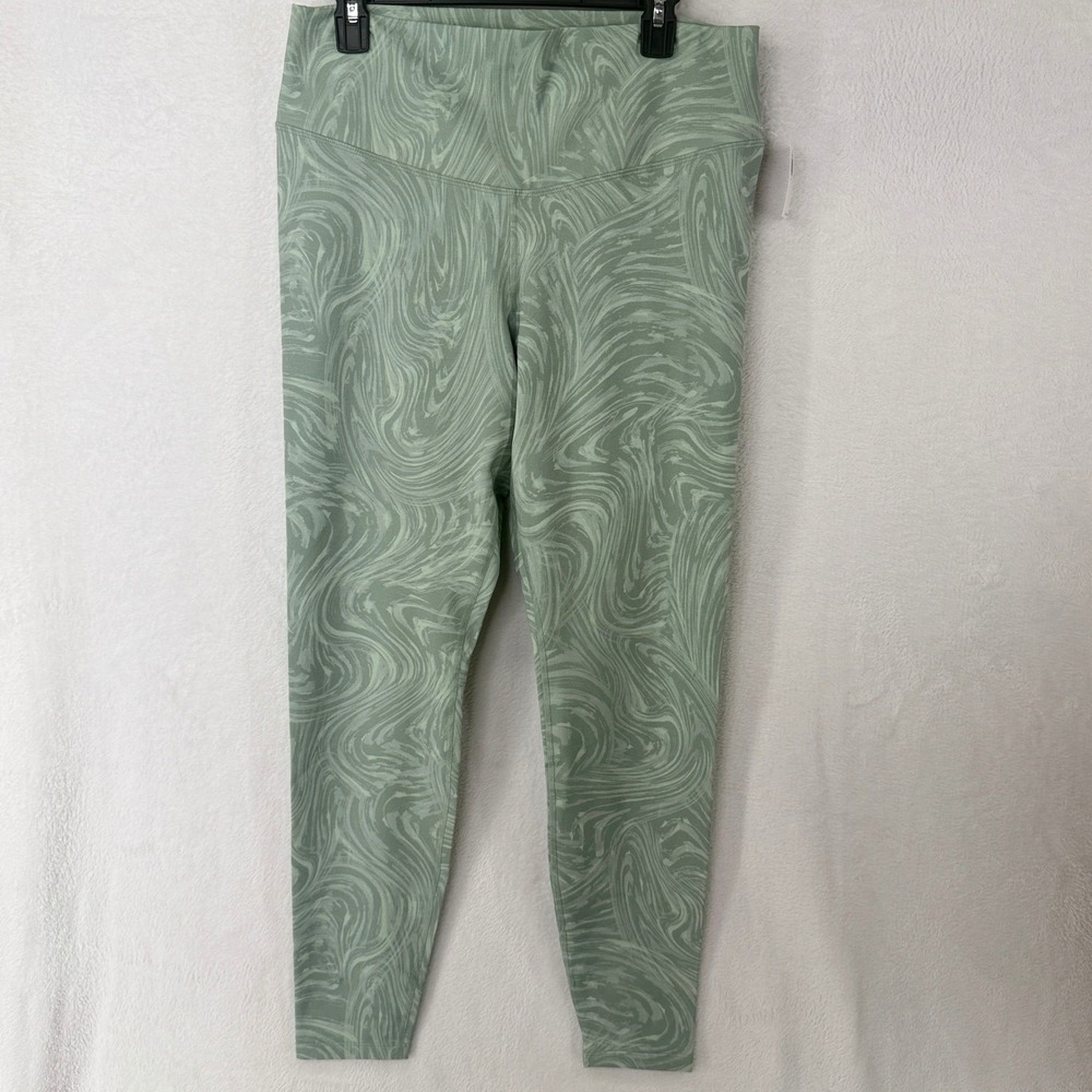 Old Navy PowerChill Leggings Womens XL Green Marble Extra High-Rise Go-Dry Swirl